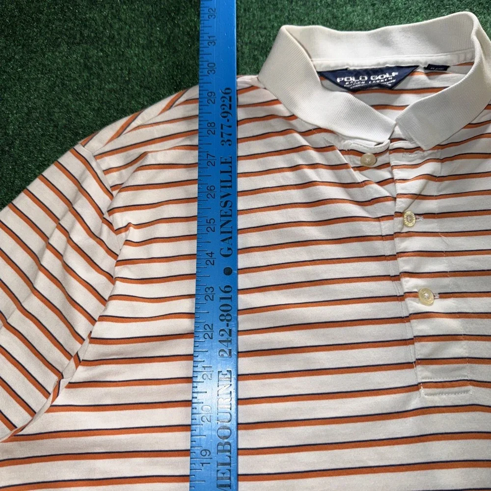 Polo Golf Ralph Lauren Polo Men's Size Large Orange White Stripe Polo Shirt